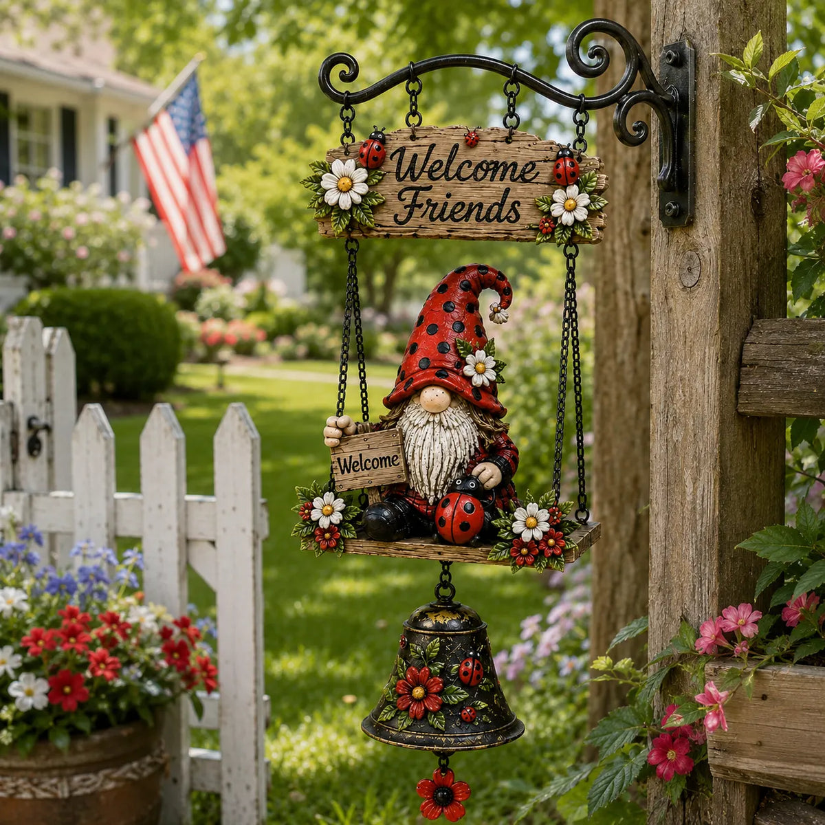 🔥Hot Selling 50% OFF – Rustic Garden Gnome Bell Outdoor Decor 🐞🌼