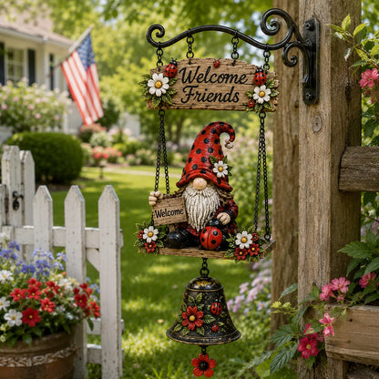 🔥Hot Selling 50% OFF – Rustic Garden Gnome Bell Outdoor Decor 🐞🌼