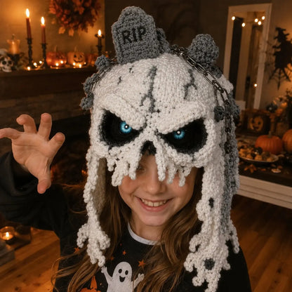 🔥LAST DAY 50% OFF - 🎃 Halloween Monster Hood DIY Crochet Kit | Premium Soft Yarn Materials with Step-by-Step Guide DIY Handmade Wearable Character Hood 🧶🎭✨