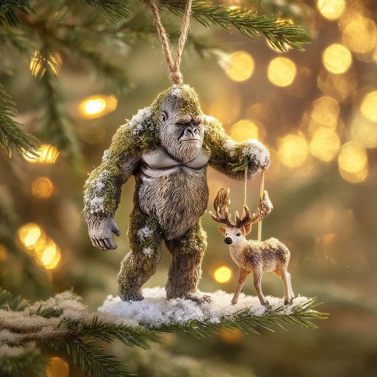 🎄👣 Bigfoot Christmas Ornament – Myth Meets Holiday Magic 🌟