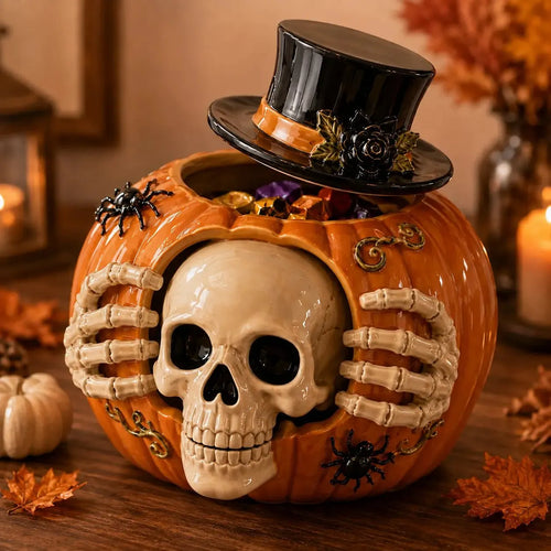 Trick-or-Treat | Skull Pumpkin Candy Jar