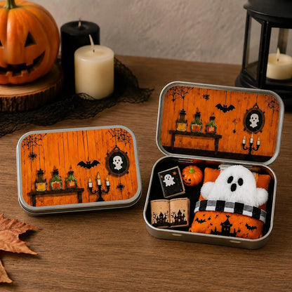 🎉Halloween Mini Ghost Tin Box Set - Cute Spooky Halloween Travel Figurine