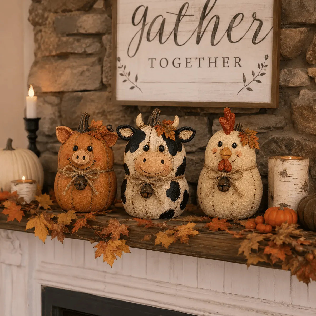 Rustic Farm Pumpkin Friends Decor Set
