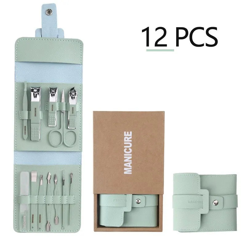 🔥LAST DAY 49% OFF-12-16Pcs/Set Stainless Steel Nail Clippers Set With Folding Bag