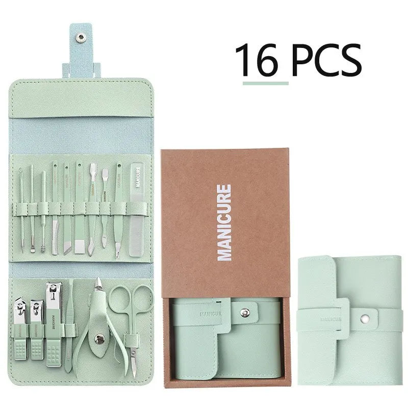 🔥LAST DAY 49% OFF-12-16Pcs/Set Stainless Steel Nail Clippers Set With Folding Bag