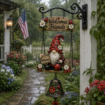 🔥Hot Selling 50% OFF – Rustic Garden Gnome Bell Outdoor Decor 🐞🌼