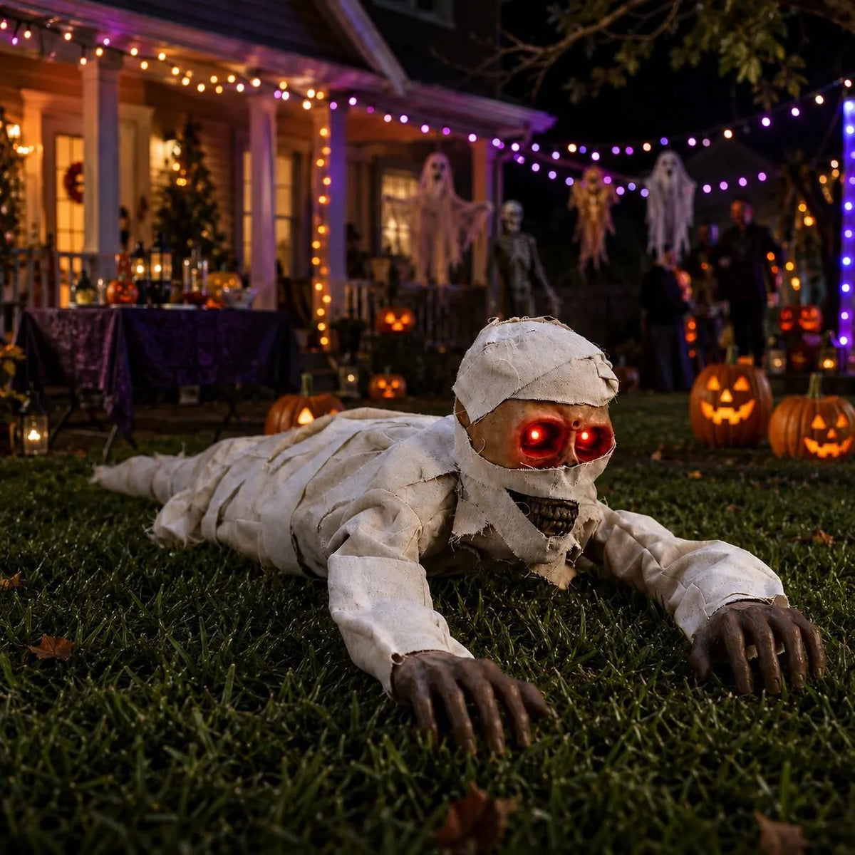 🔥 [49% Off Halloween Early Bird Special]-Sound-Activated Animated Crawling Mummy with Glowing Red Eyes