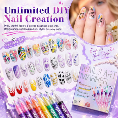 ⏳ LAST DAY SALE 50% OFF! 🎁12 Colors Nail Art Pens Set🎨💅