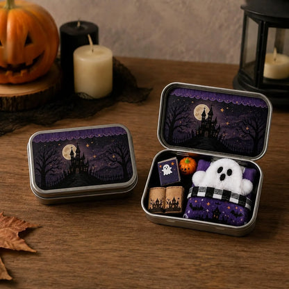 🎉Halloween Mini Ghost Tin Box Set - Cute Spooky Halloween Travel Figurine
