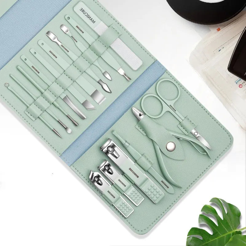🔥LAST DAY 49% OFF-12-16Pcs/Set Stainless Steel Nail Clippers Set With Folding Bag
