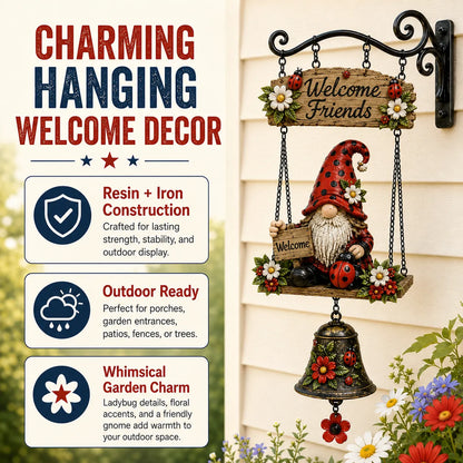 🔥Hot Selling 50% OFF – Rustic Garden Gnome Bell Outdoor Decor 🐞🌼